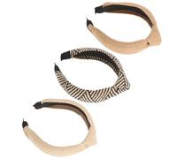 CTIRCHIU 3 pièces Lot de Bandeaux Larges Tressés en Paille pour Femme Serre-tête Noué Style Vacances Confort Doux et Ajusté Couleurs Blanc Noir Marron Adaptés à Divers Types de Cheveux