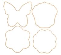 CTIRCHIU 4 Pièces Cadre D'éventail Chinois Ancien ABS Khaki, Forme Fleur | Style Antique Simple et Généreux, pour Décor Mural, Broderie Artistique, Atmosphère Festive Traditionnelle