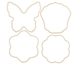 CTIRCHIU 4 Pièces Cadre D'éventail Chinois Ancien ABS Khaki, Forme Fleur | Style Antique Simple et Généreux, pour Décor Mural, Broderie Artistique, Atmosphère Festive Traditionnelle