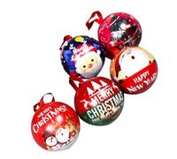 CTIRCHIU 5pcs Boîtes à Bonbons de Noël en Fer Rondes et Créatives, Design Cartoon, Multifonctionnelles Suspendre, pour Boutique et Fête Plusieurs styles