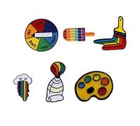 CTIRCHIU 6pièces Broches Colorées Épingles Cartoon Amusantes Pour Vêtements Et Peinture Pinceau Palette Tourne-disque Glace