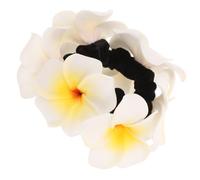 CTIRCHIU Accessoire Cheveux Fleurs Frangipanier Blanc Léger en Mousse et Tissu Corde Élastique pour Fêtes et Vacances la Plage, Style Hawaïen Élégant Toute la Journée