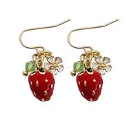 CTIRCHIU Boucles D’Oreilles Pendantes Fraise en Alliage pour Femmes et Adolescentes 1 Paire Colorée Légères et Estivales Bijoux Mode pour Tenues Décontractées et Occasions Spéciales