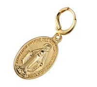 CTIRCHIU Boucles D’Oreilles Pendantes Vintage Sainte Mère Clips D’Oreilles Métal Doré Légères et Solide Bijoux Religieux Féminins Présent Femme et Fille Style Rétro Élégant Usage