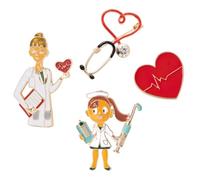 CTIRCHIU Broche Créative de Cœur pour Infirmière et Médecin, Ensemble de 4 Pièces en Or Véritable, Décorative et Facile à Clipser, pour Cérémonies et Fêtes