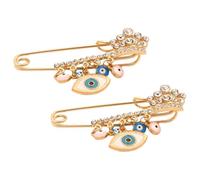 CTIRCHIU Broche Œil Maléfique Femme Lot de 2 Broche Paquet à Dos Turquoise en Alliage Doré Pendentif Chaîne Coloré Bijou Esthétique Protection Accessoire Mode Polyvalent