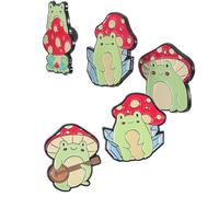 CTIRCHIU Broches Grenouille et Champignon Épingles Adorables et Solide en Alliage de Zinc Lot de 5 Accessoires Fantaisie Mignons pour Vestes, Chapeaux et Paquet