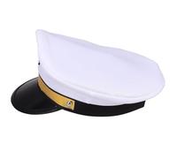 CTIRCHIU Chapeau de Pilote de Ligne Blanc pour Adultes Design Élégant, Tissu et Plastique Solide, pour Fêtes à Thème Aériennes et Cosplay