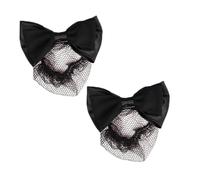 CTIRCHIU Coiffe à Nœud Élastique Pour Chignon 2 Pièces Noir Filet à Cheveux Élastique Pour Femmes Bureau Fête Nœud Tissu Extensible