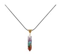 CTIRCHIU Collier Pendentif Hexagonal en Pierre Naturelle Multicolore Cordon Cuir Réglable Bijou Femme Léger pour Fêtes et Usage Quotidien Pendentif Géométrique de Prisme Hexagonal