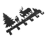 CTIRCHIU Crochet Mural Décoratif en Fer Noir Design Unique Cerf Forêt, Support Manteau Mural pour Chambre et Patio, Protège la Rouille et Porte Chapeaux