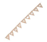 CTIRCHIU Guirlande pour Décoration Rustique en Toile de Jute de Fanions Triangulaires 2,8m 9 Drapeaux de Cœur de Fêtes de Rue