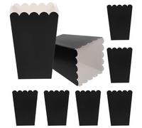 CTIRCHIU Lot de 100 Boîtes à Pop-corn en Carton Blanc Noir, Conteneurs Fiables et Sûrs pour Snacks, pour Fêtes à Domicile et Réceptions de Mariage