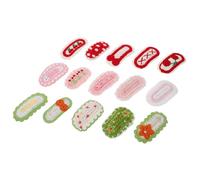 CTIRCHIU Lot de 15 Pinces à Cheveux à Fleurs Tricotées à la Main Barrettes Crochetées en Fil Coloris Rose Rouge et Vert Accessoires Légers pour Filles et Demoiselles D’Honneur