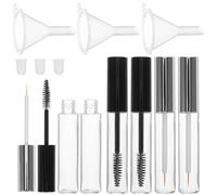 CTIRCHIU Lot de 3 Set de Set de Tubes de Mascara Vides en Plastique Argenté 10ml avec Brosse à Cils et Entonnoirs, Compact Voyage