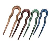 CTIRCHIU Lot de 4 Épingles à Cheveux Françaises Vintage de U, Grandes Barrettes Brillantes Multicolores, Accessoires pour Coiffure Chignon, Bâtonnets pour Cheveux Longs, pour Coiffures