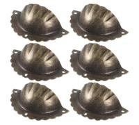 CTIRCHIU Lot de 6 Boutons de Tiroir de Coquillage Demi-cercle Finition Laiton Antique, Poignées Vintage pour Commode et Armoire Espacement de Trou de 6,5 Cm