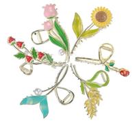 CTIRCHIU Lot de 6 Pinces à Cheveux en Alliage Décoratives sans Formes Fleurs, Fraises, Queue de Poisson et Épi de Blé, Faciles à Utiliser pour Mariage et Coiffure