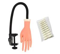 CTIRCHIU Modèle de Main D'entraînement Flexible avec 500 Embouts D'ongle, Silicone Réaliste, Taille Moyenne, pour Manucure Professionnelle et Formation Nail Art