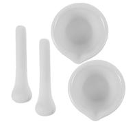 CTIRCHIU Mortier porcelaine 60 mm avec pilon ergonomique - Lot 2 sets 4 pièces - Bol rond pour broyage manuel de médicaments - Usage scientifique et culinaire Plusieurs styles