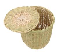 CTIRCHIU Panier en Bambou Tissé Main Panier à Linge ou Déchets avec Couvercle Dimensions 25x20cm Corbeille de Rangement pour Maison pour Usage Familial