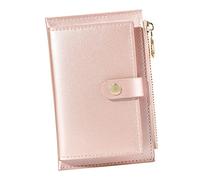 CTIRCHIU Porte-Monnaie Porte-Cartes Femme en Cuir PU Irisé à Fermeture Éclair, Compact et Léger, Paquet à Main pour Shopping et Voyage, Multi-Cartes, Couleur Rose Perlé Holographique
