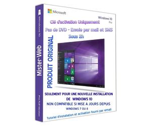 ctivation Windows 10 Pro 32-64 Bits Clé Uniquement Pas De Cd Seulement Pour Une Nouvelle Installation De Win10