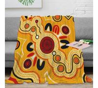 CTJQHVKZ 3D Imprimé Abstrait Dot Art Plaid de Voyage Microfibre Compact Indigenous Australian Couverture Anti-Bouloche pour Campeurs Adultes Jeunes 70×80inch(180x200cm)