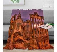CTJQHVKZ 3D Imprimé Ancient Ruins Couverture Polaire Microfibre Chaud Historical Architecture Jeté de Lit Cadeau Anniversaire pour Amis Proches 50x60inch(127x152cm)