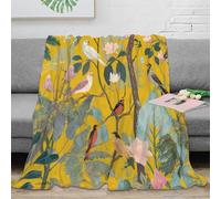 CTJQHVKZ 3D Imprimé Birds in Jardin Plaid Microfibre Infroissable Botanical Illustration Couverture de Lit Douce pour Jeunes Gammers Salariés Locataires 70×80inch(180x200cm)