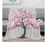 CTJQHVKZ 3D Imprimé Blossom Tree Couverture Moelleuse Microfibre Literie Botanical Illustration Plaid de Voyage Cadeau Noël pour Famille Amis Proches 80×90inch(200x230cm)