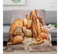 CTJQHVKZ 3D Imprimé Bread Assortment Plaid de Salon Microfibre Literie Artisan Bakery Couverture Polaire Anti-Bouloche Toutes Saisons pour Locataires Familles Enfants 70×80inch(180x200cm)