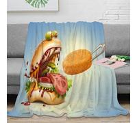 CTJQHVKZ 3D Imprimé Burger with Olives Plaid de Voyage Microfibre Compact Food Illustration Couverture Anti-Bouloche pour Campeurs Adultes Jeunes 40x50inch(100x130cm)