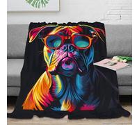 CTJQHVKZ 3D Imprimé Cool Chien Art Couverture Moelleuse Microfibre Literie Pop Art Design Couverture Lavable en Machine pour Étudiants Jeunes Adultes 70×80inch(180x200cm)