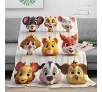 CTJQHVKZ 3D Imprimé Dessin animé Animal Faces Couverture de Lit Microfibre Toutes Saisons Children's Animation Plaid de Voyage Compact pour Étudiants Campeurs Jeunes 70×80inch(180x200cm)