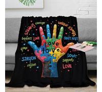 CTJQHVKZ 3D Imprimé Diverse Hands Couverture Microfibre Ultra Douce Colorful Puzzle Design Plaid Chaud Toutes Saisons Lavable en Machine pour Propriétaires Familles Adultes 60x80inch(150x200cm)
