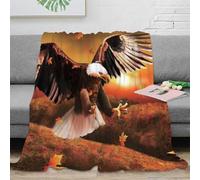 CTJQHVKZ 3D Imprimé Eagle in Flight Couverture de Lit Microfibre Anti-Bouloche Nature Autumn scène Jeté de Canapé Antistatique Inaltérable pour Foyers Jeunes Invités 80×90inch(200x230cm)