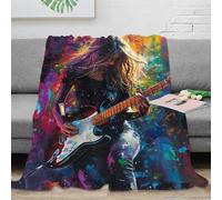 CTJQHVKZ 3D Imprimé Electric Guitarist Plaid de Voyage Microfibre Compact Rock Art Couverture Anti-Bouloche pour Campeurs Voyageurs Familles 60x80inch(150x200cm)