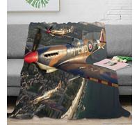 CTJQHVKZ 3D Imprimé Fighter Planes Jeté de Lit Microfibre Literie Historical Aviation Plaid de Voyage Compact Antistatique pour Campeurs Voyageurs Familles 50x60inch(127x152cm)