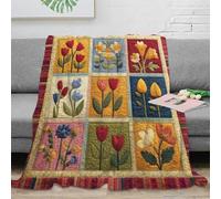 CTJQHVKZ 3D Imprimé Floral Quilt Design Plaid de Salon Microfibre Literie Doux Handmade Patchwork Jeté de Lit Lavable en Machine Inaltérable pour Foyers Adultes Enfants 70×80inch(180x200cm)