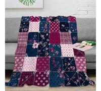 CTJQHVKZ 3D Imprimé FloralPatchwork Jeté de Lit Microfibre Chaud VintageQuiltStyle Plaid de Salon Légère pour Jeunes Salariés Colocataires 70×80inch(180x200cm)