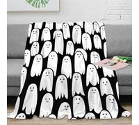 CTJQHVKZ 3D Imprimé Halloween Ghosts Couverture Microfibre Toutes Saisons Literie Dessin animé Spooky Design Plaid Chaud Lavable en Machine pour Propriétaires Familles Adultes 40x50inch(100x130cm)