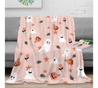 CTJQHVKZ 3D Imprimé Halloween Ghosts Jeté de Canapé Microfibre Literie Dessin animé Spooky Design Couverture Anti-Bouloche Toutes Saisons pour Voyageurs Campeurs Familles 70×80inch(180x200cm)