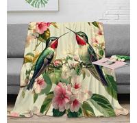 CTJQHVKZ 3D Imprimé in Bloom Couverture Polaire Microfibre Literie Botanical Illustration Couverture Anti-Bouloche pour Étudiants Locataires Jeunes Adultes 70×80inch(180x200cm)