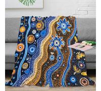 CTJQHVKZ 3D Imprimé Indigenous Art Plaid Microfibre Légère Literie Aboriginal Dot Painting Couverture de Lit Cadeau Noël pour Famille Proches 70×80inch(180x200cm)