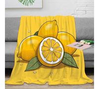 CTJQHVKZ 3D Imprimé Lemon Fruit Couverture Moelleuse Microfibre Literie Illustrated Citrus Couverture de Lit Cadeau Mariage pour Jeunes Mariés 80×90inch(200x230cm)