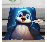 CTJQHVKZ 3D Imprimé Mignon Penguin Plaid Moelleux Microfibre Literie Dessin animé Animal Illustration Couverture Respirante Toutes Saisons pour Adultes Enfants Couples 80×90inch(200x230cm)