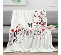 CTJQHVKZ 3D Imprimé Music Notes Plaid de Voyage Microfibre Compact Romantic Artistique Jeté de Canapé Inaltérable Toutes Saisons pour Adultes Jeunes Couples 70×80inch(180x200cm)