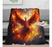 CTJQHVKZ 3D Imprimé Mythique Fire Bird Couverture Moelleuse Microfibre Fantastique Phoenix Art Couverture Cadeau Emménagement pour Couples 80×90inch(200x230cm)