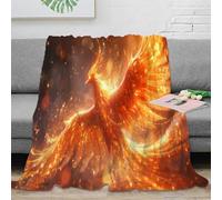 CTJQHVKZ 3D Imprimé Mythique Fire Bird Couverture Polaire Microfibre Literie Fantastique numérique Art Jeté de Lit Cadeau Pâques pour Famille Enfants 70×80inch(180x200cm)
